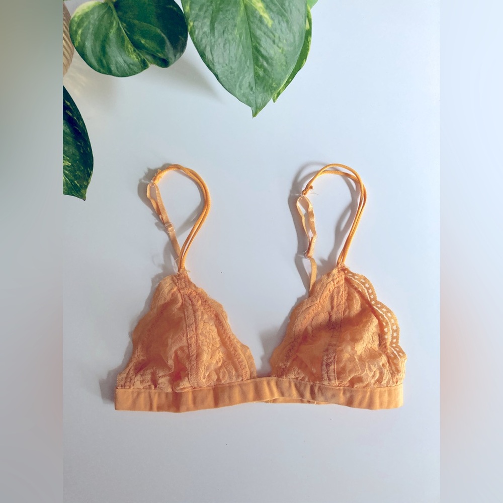 Damsel Tangerine Orange Lace Bralette XS